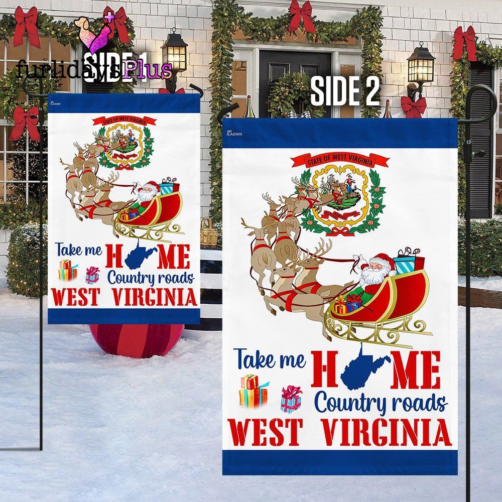 Christmas Flag, West Virginia Take Me Home Country Roads Flag