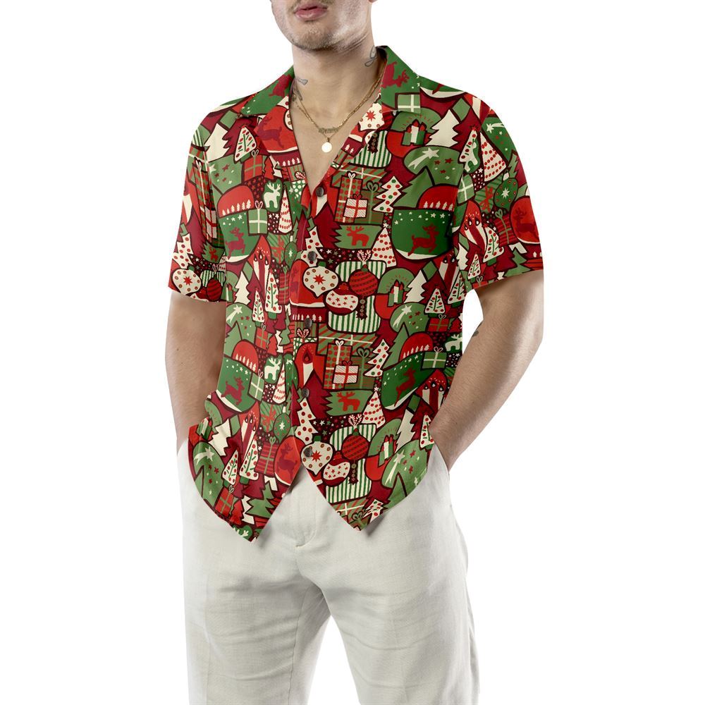 Christmas Gift Pattern Hawaiian Shirts, Xmas Hawaiian Shirts