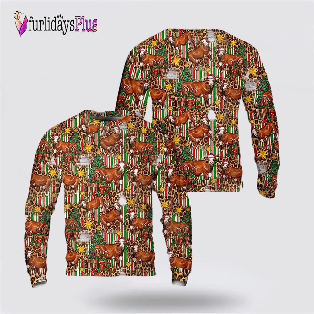 Christmas Leopard Cow Ugly Christmas Sweater, Christmas Gift, Christmas Winter Fashion, Farmers Sweater