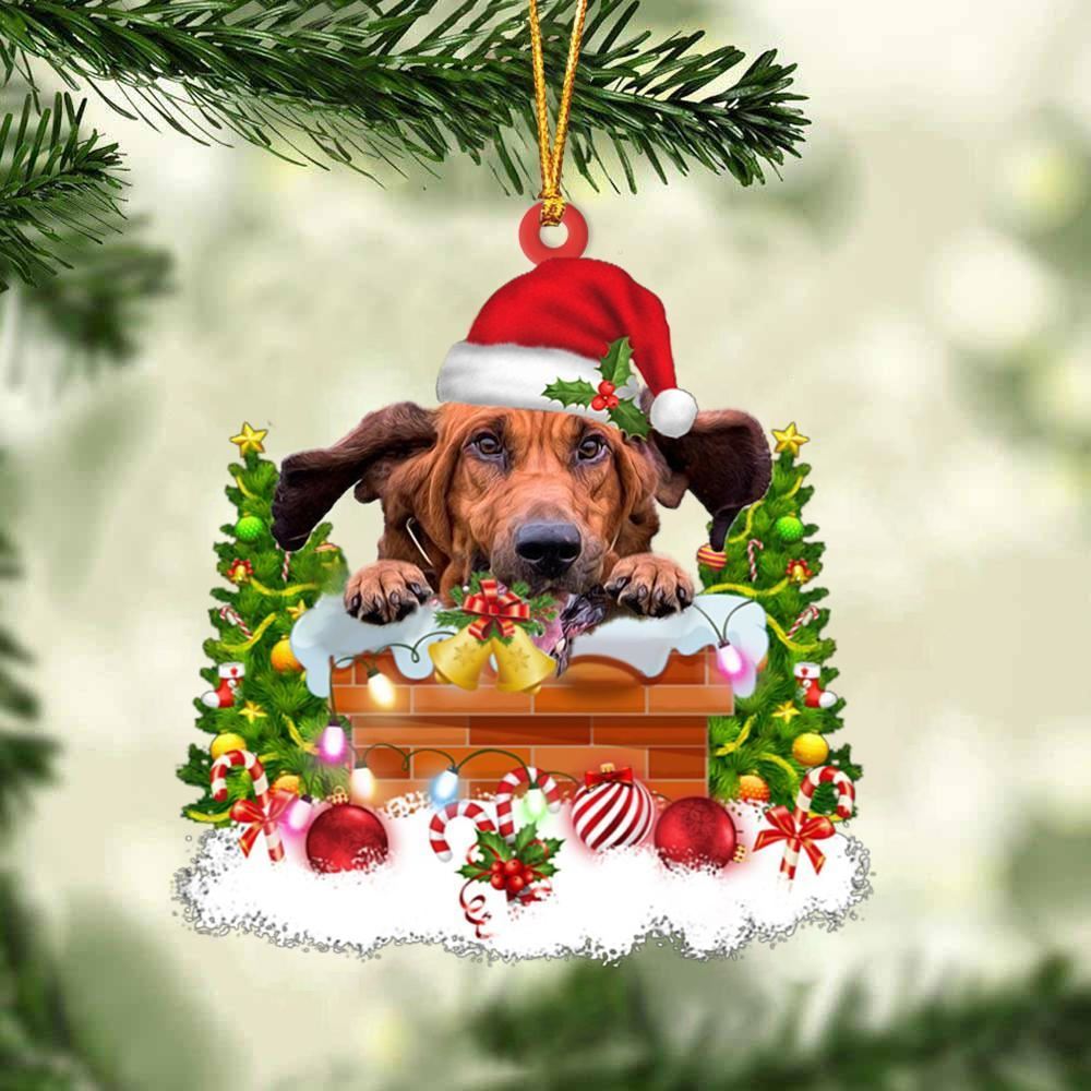 Christmas Ornament, Bloodhound In The Chimney Hanging Christmas Ornament, Christmas Ornaments 2023