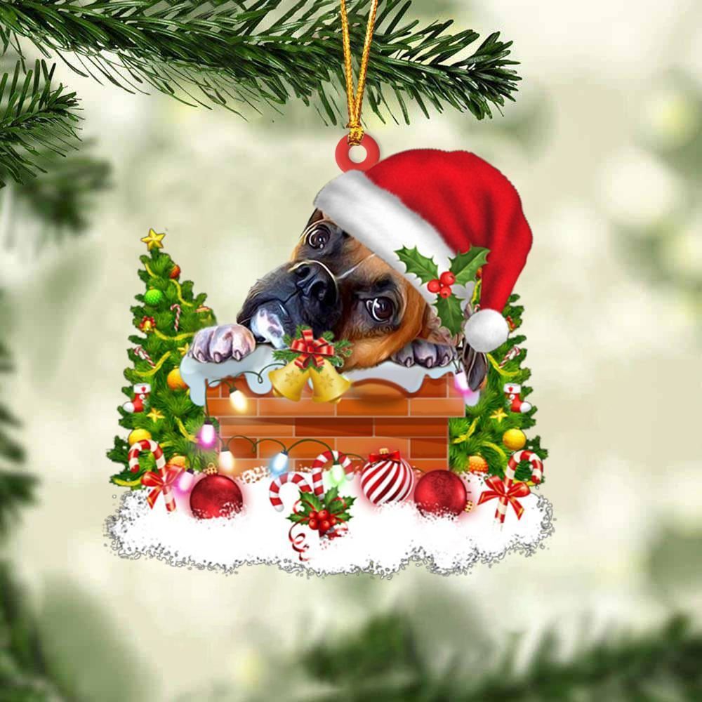 Christmas Ornament, Boxer In The Chimney Hanging Christmas Ornament, Christmas Ornaments 2023