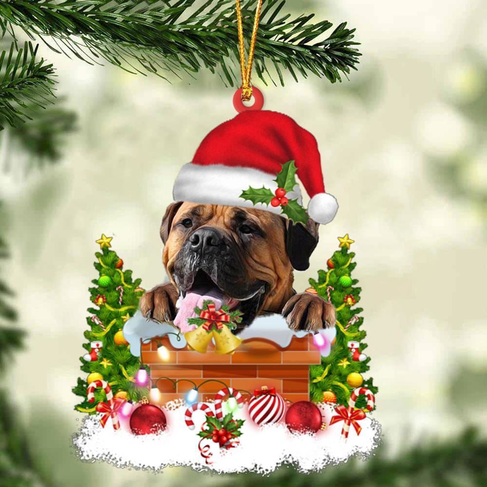 Christmas Ornament, Bullmastiff In The Chimney Hanging Christmas Ornament, Christmas Ornaments 2023