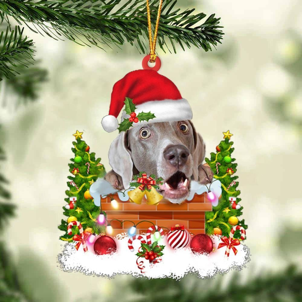 Christmas Ornament, Weimaraner In The Chimney Hanging Christmas Ornament, Christmas Ornaments 2023