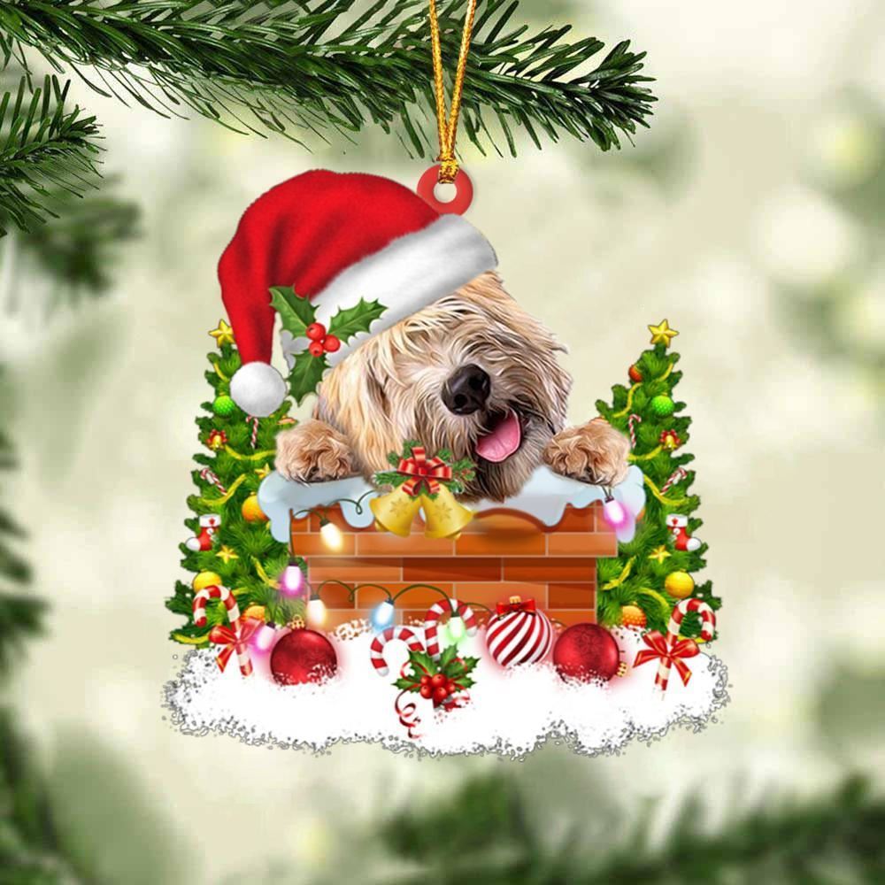 Christmas Ornament, Wheaten Terrier In The Chimney Hanging Christmas Ornament, Christmas Ornaments 2023