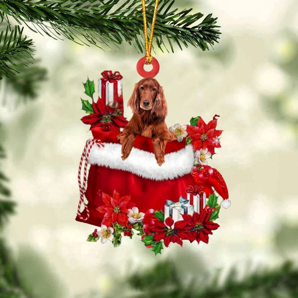 Christmas Ornaments, Irish Setter In Gift Bag Christmas Ornaments, Christmas Ornaments 2023