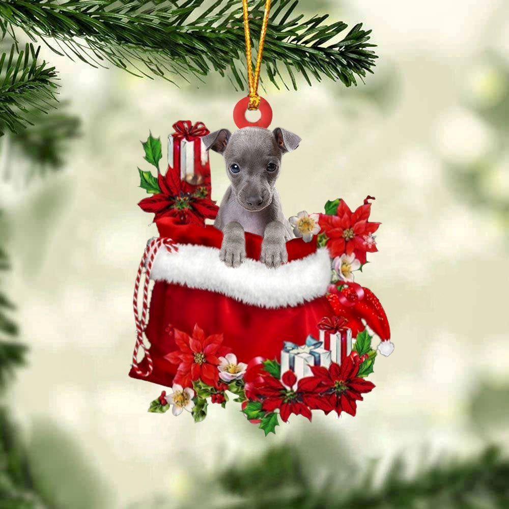 Christmas Ornaments, Italian Greyhound In Gift Bag Christmas Ornaments, Christmas Ornaments 2023