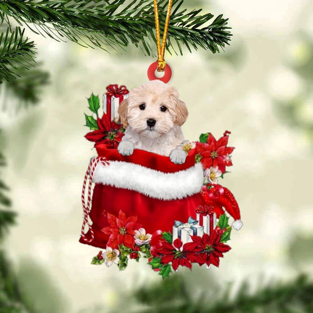 Christmas Ornaments, Maltipoo In Gift Bag Christmas Ornaments, Christmas Ornaments 2023