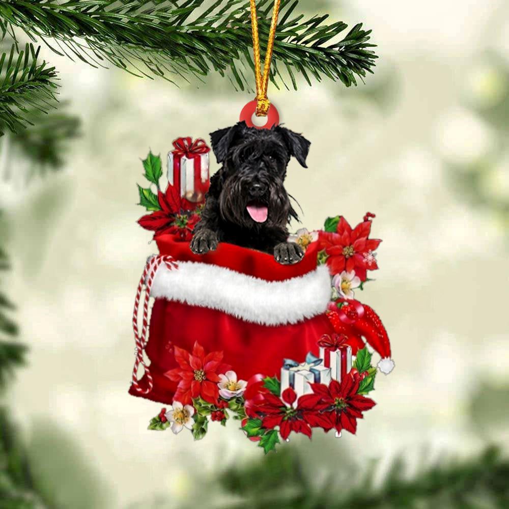 Christmas Ornaments, Schnauzer In Gift Bag Christmas Ornaments, Christmas Ornaments 2023