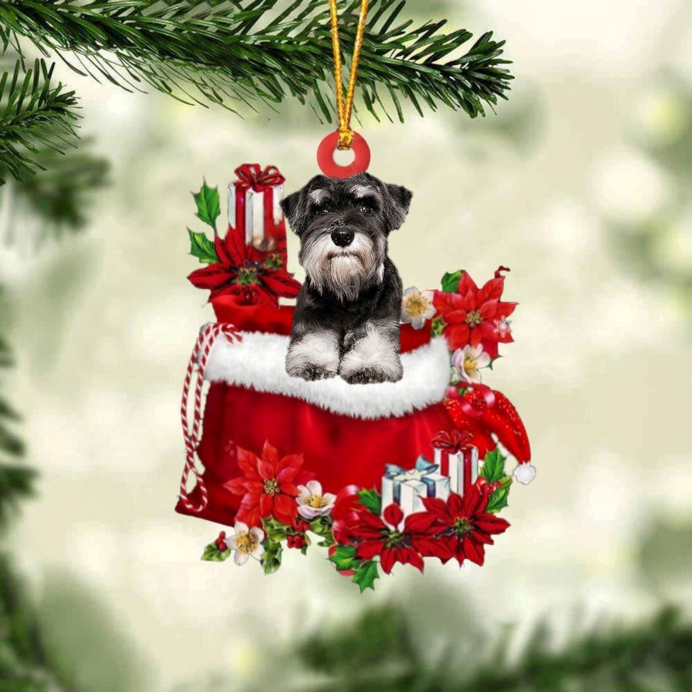 Christmas Ornaments, Schnauzer In Gifts Bag Christmas Ornaments, Christmas Ornaments 2023