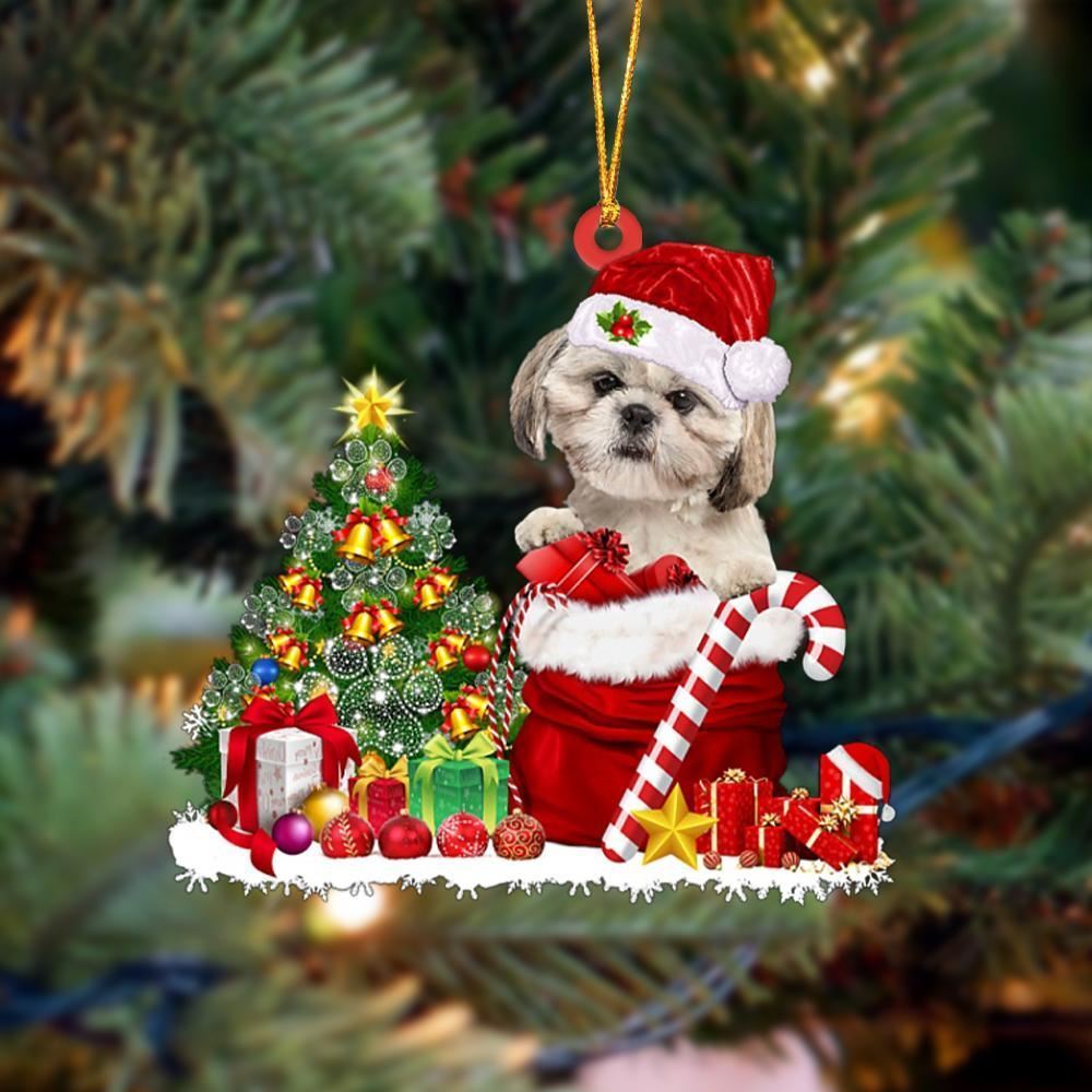 Christmas Ornaments, Shih Tzu Gift Bag Merry Christmas Ornaments, Christmas Ornaments 2023