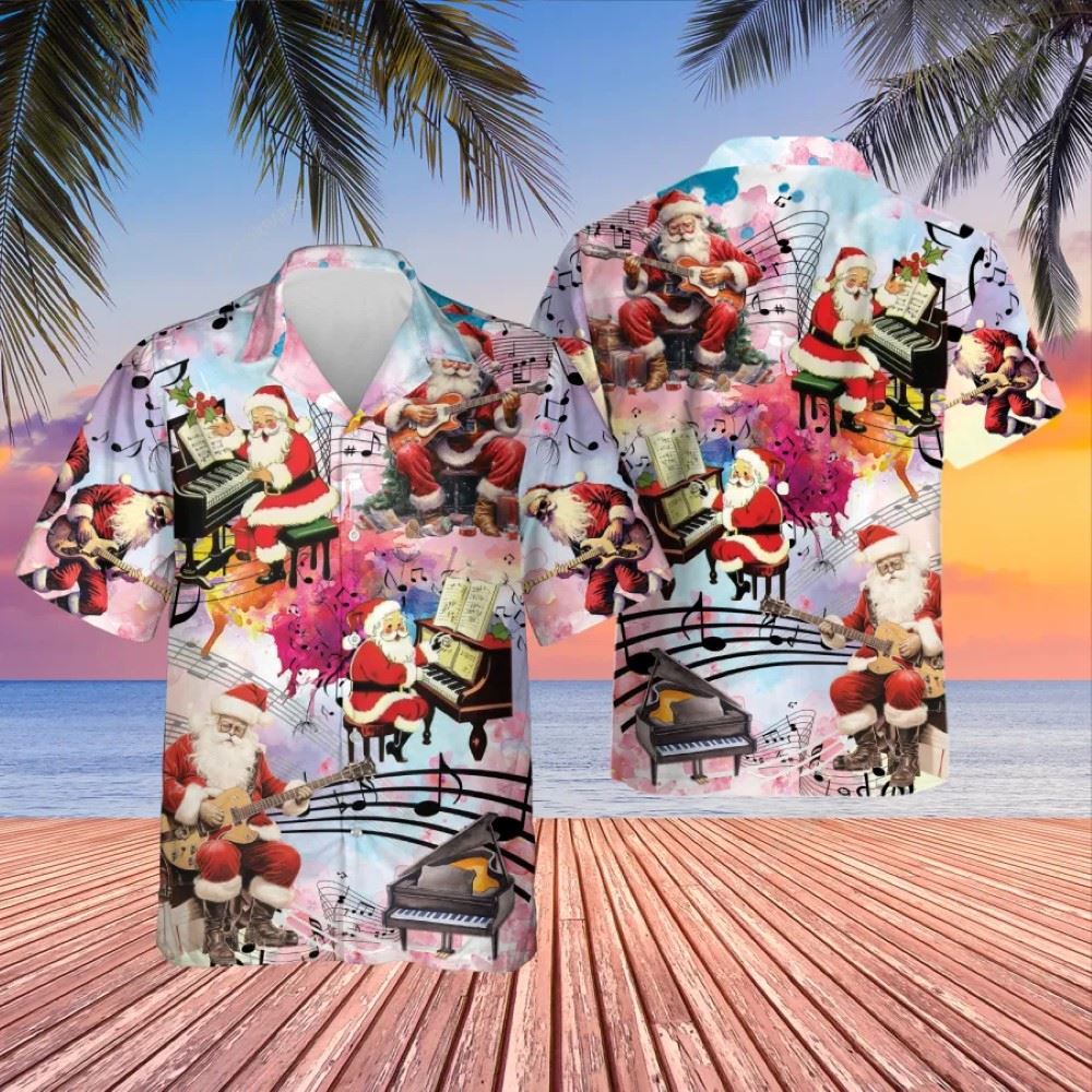 Christmas Santa Claus Button Down Hawaiian Shirt, Xmas Hawaiian Shirts