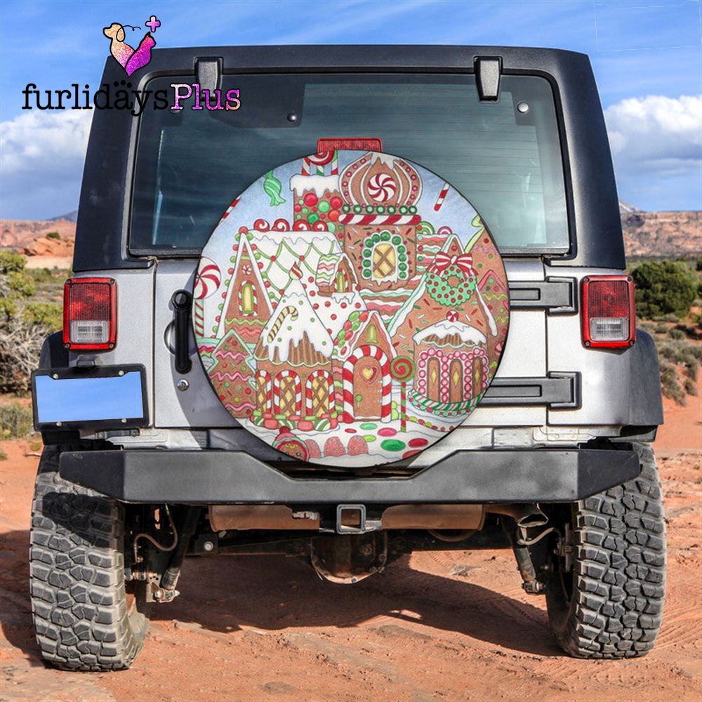 Christmas Tire Cover, Christmas Cookies Houses City Tire Cover, Tire Covers For Cars