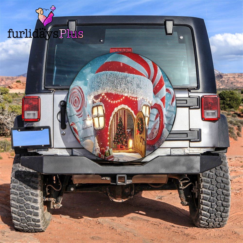 Christmas Tire Cover, Christmas Tea Pot House And Tree Tire Cover, Tire Covers For Cars