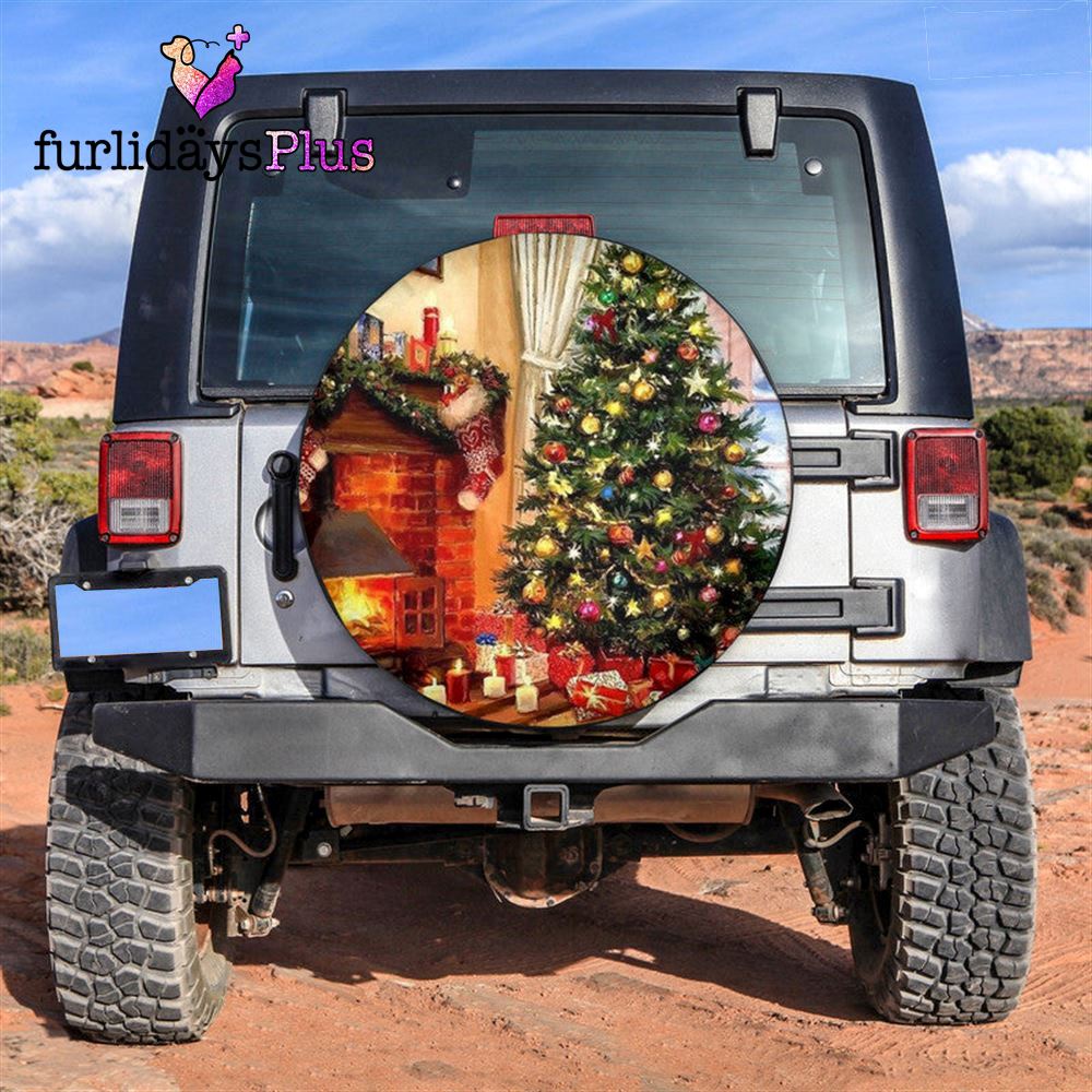 Christmas Tire Cover, Christmas Tree Fireplace Tire Cover, Tire Covers For Cars