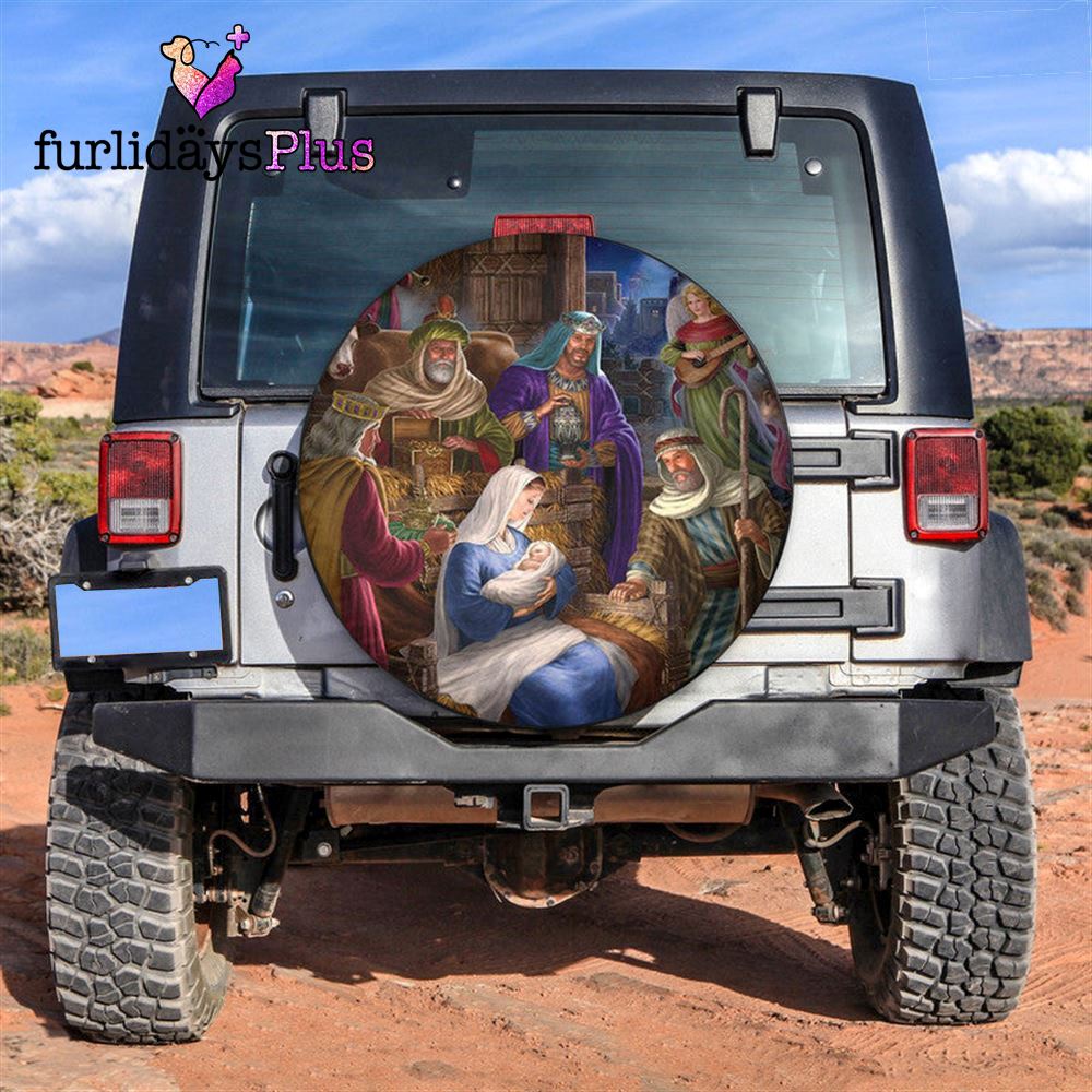Christmas Tire Cover, Nativity Of Christian Tire Cover, Tire Covers For Cars
