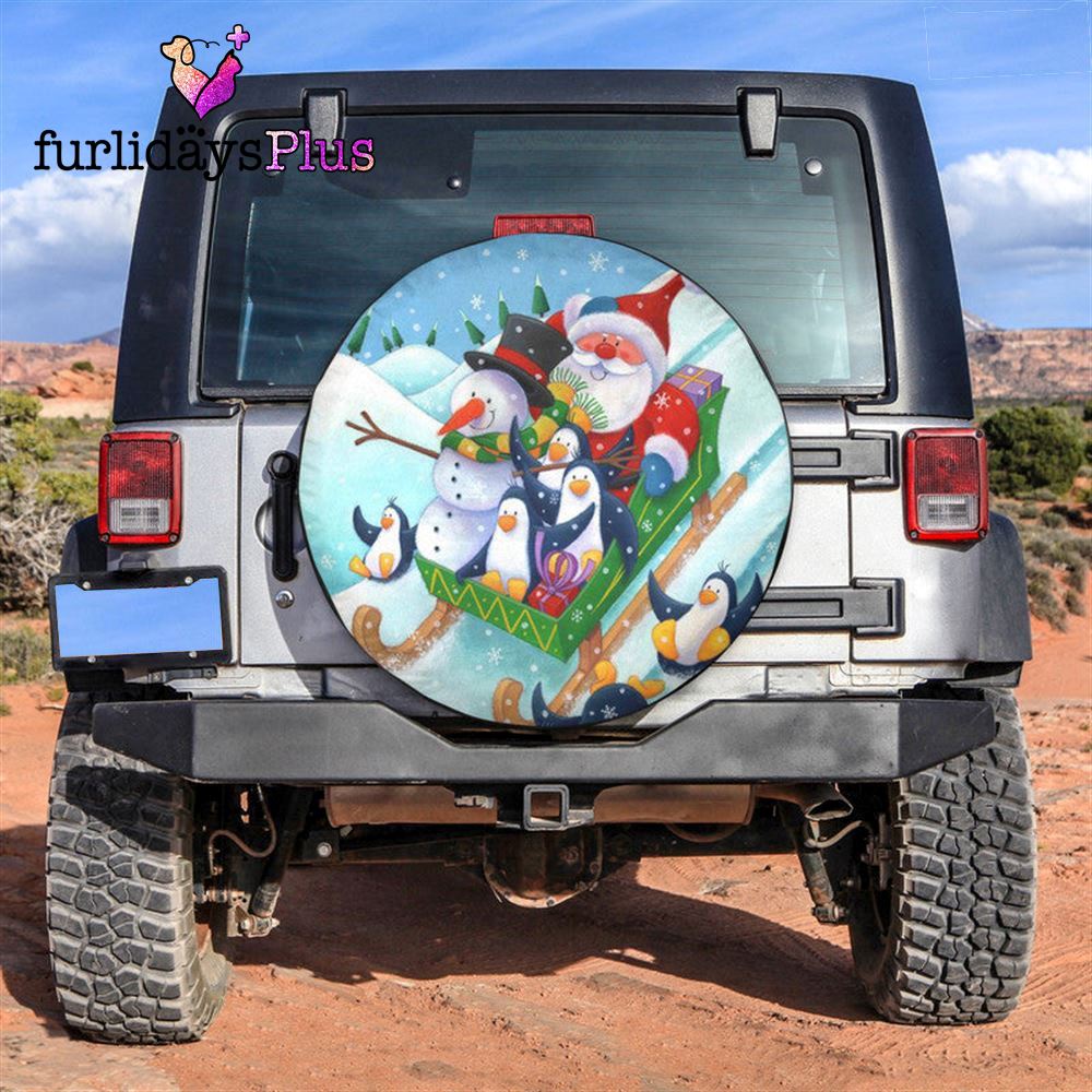 Christmas Tire Cover, Santa Claus And Snowman Tire Cover, Tire Covers For Cars