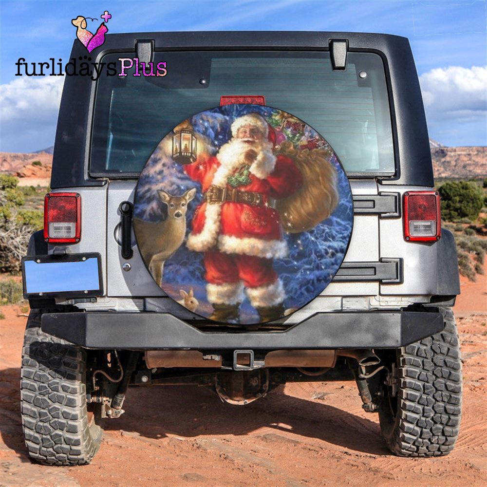 Christmas Tire Cover, Santa Claus Picture Art Tire Cover, Tire Covers For Cars
