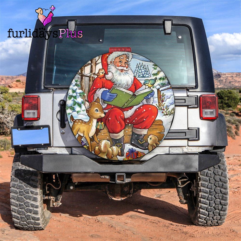 Christmas Tire Cover, Santa Claus Reads A Book Tire Cover, Tire Covers For Cars