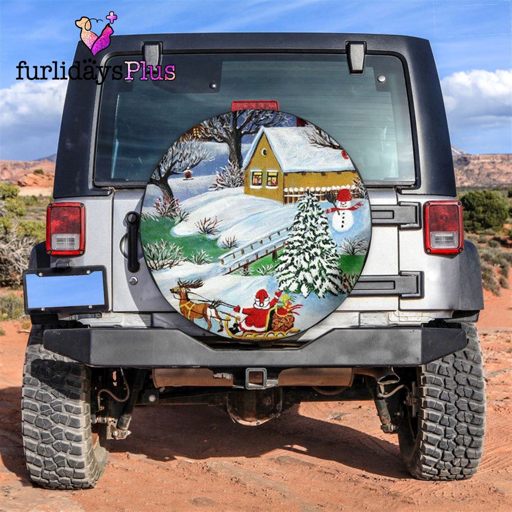 Christmas Tire Cover, Santa Claus Waving Snowman Tire Cover, Tire Covers For Cars