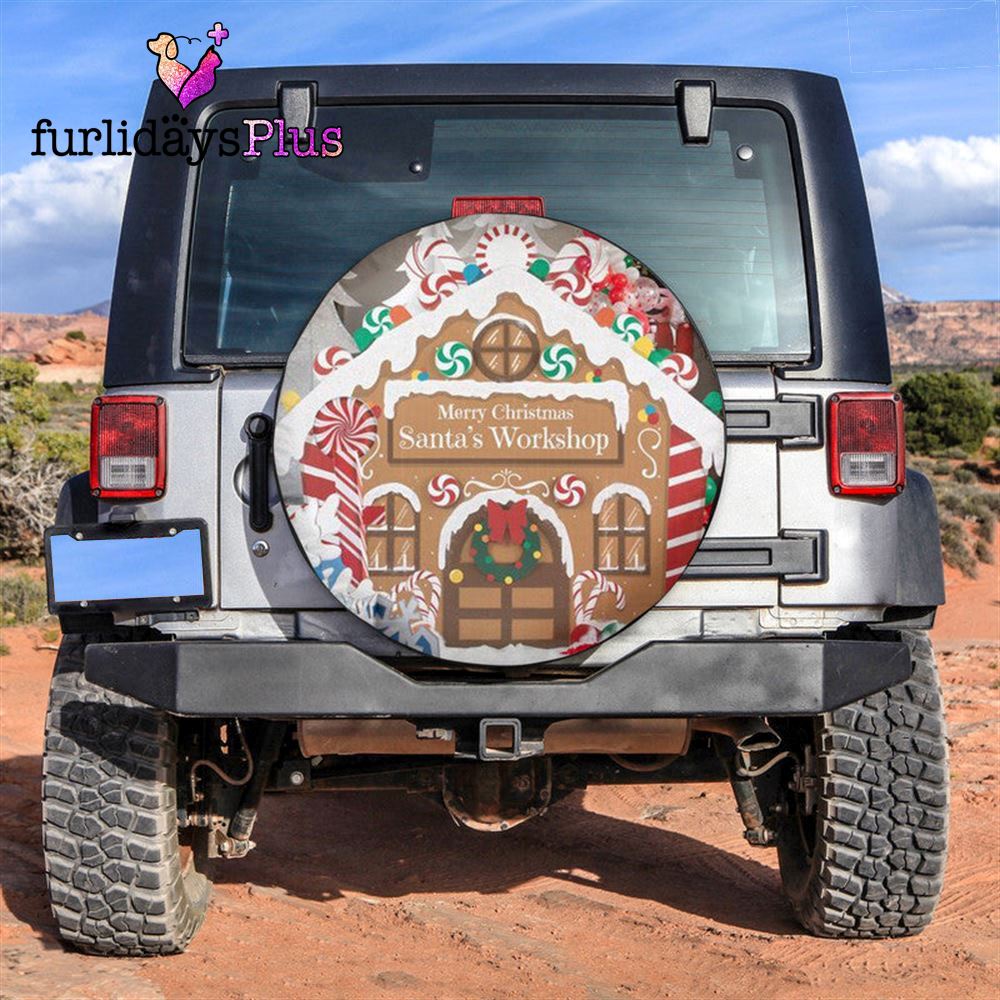 Christmas Tire Cover, Santa Workshop Tire Cover, Tire Covers For Cars