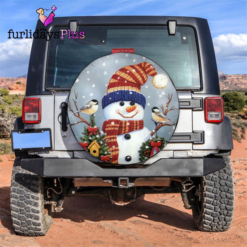 Christmas Tire Cover, Snowman And Birds Tire Cover, Tire Covers For Cars