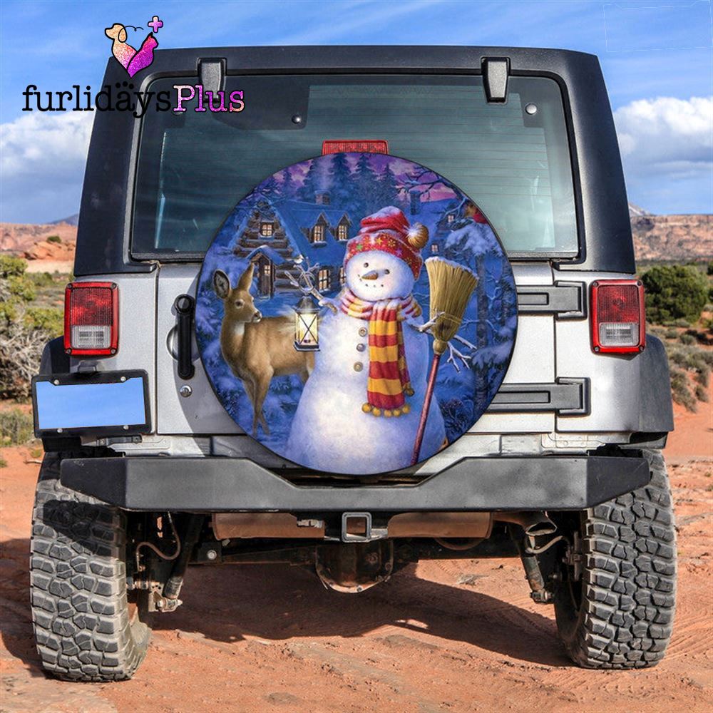 Christmas Tire Cover, Snowman And Deer Tire Cover, Tire Covers For Cars