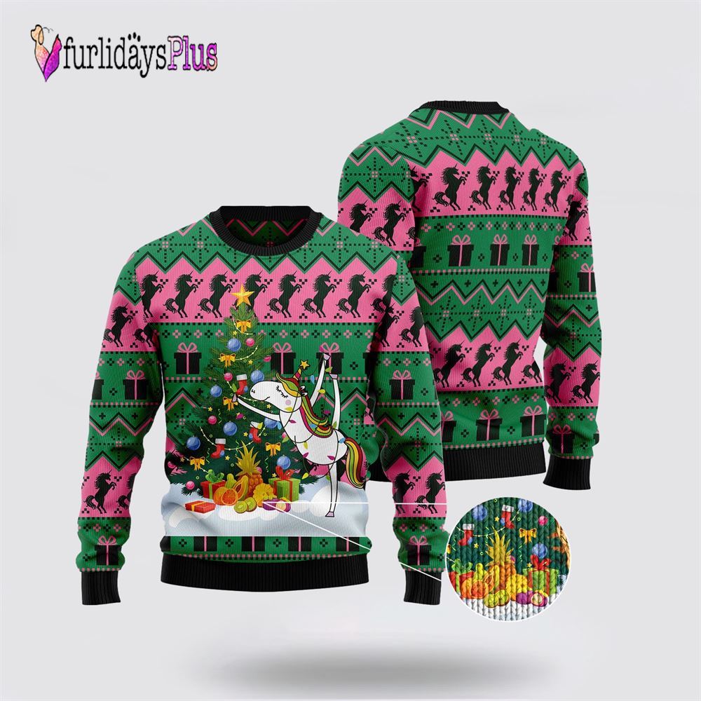 Christmas Tree Unicorn Ugly Christmas Sweater, Best Gift For Christmas