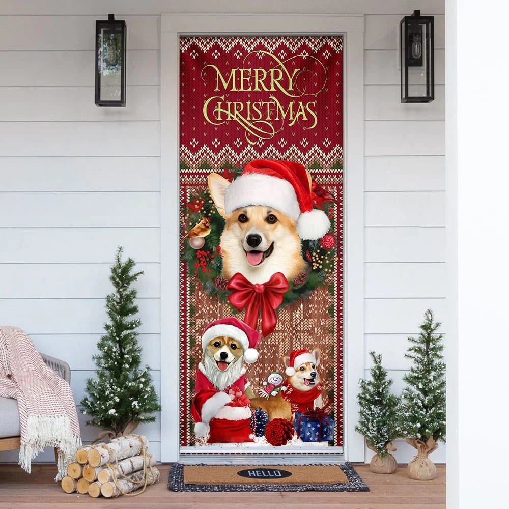 Corgi Happy House Christmas Door Cover, Gift For Corgi Lover