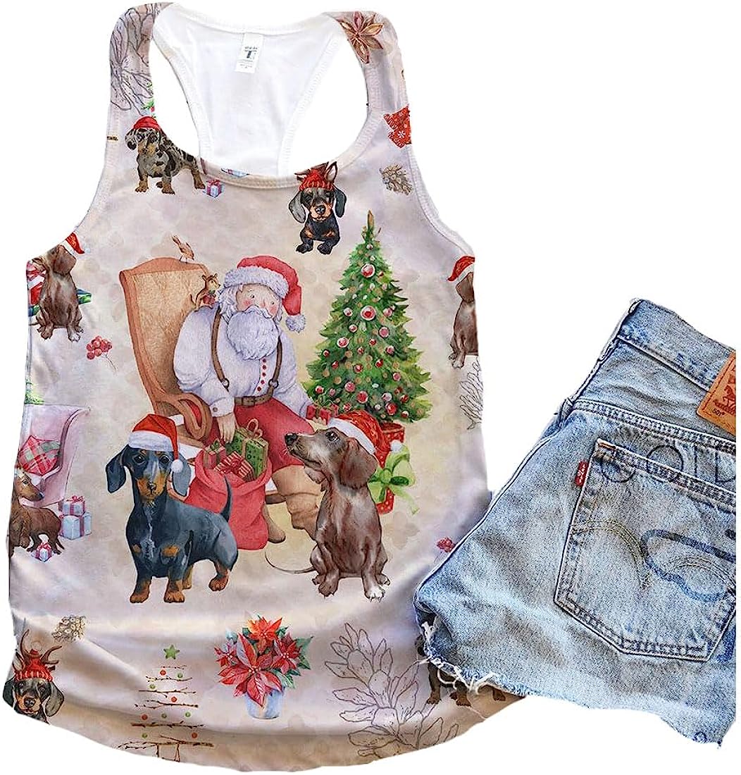 Dachshund Dog Christmas Winter Tank Top - Summer Casual Tank Tops For Women - Gift For Young Adults