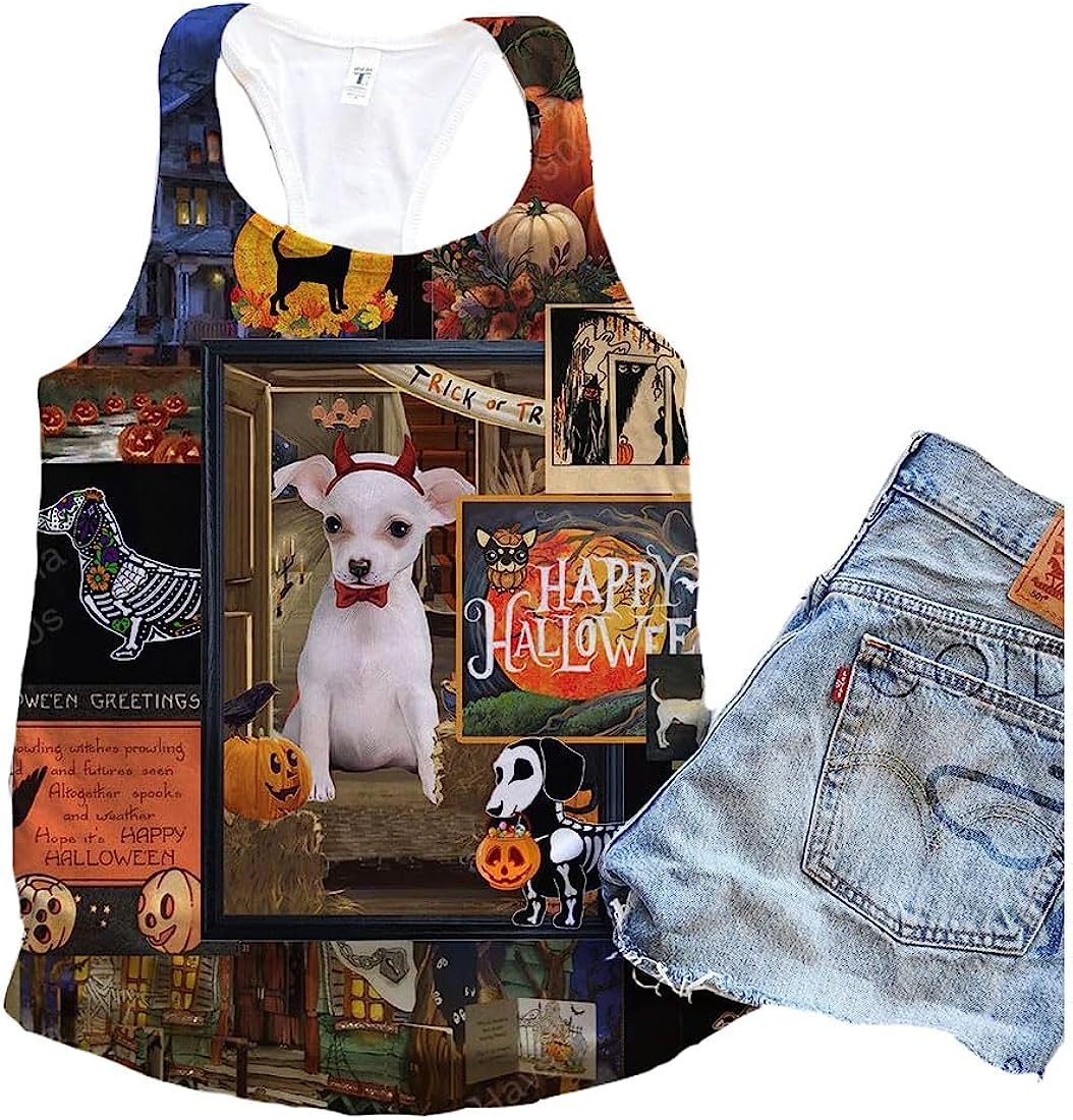 Dachshund Dog Halloween Art Tank Top - Summer Casual Tank Tops For Women - Gift For Young Adults