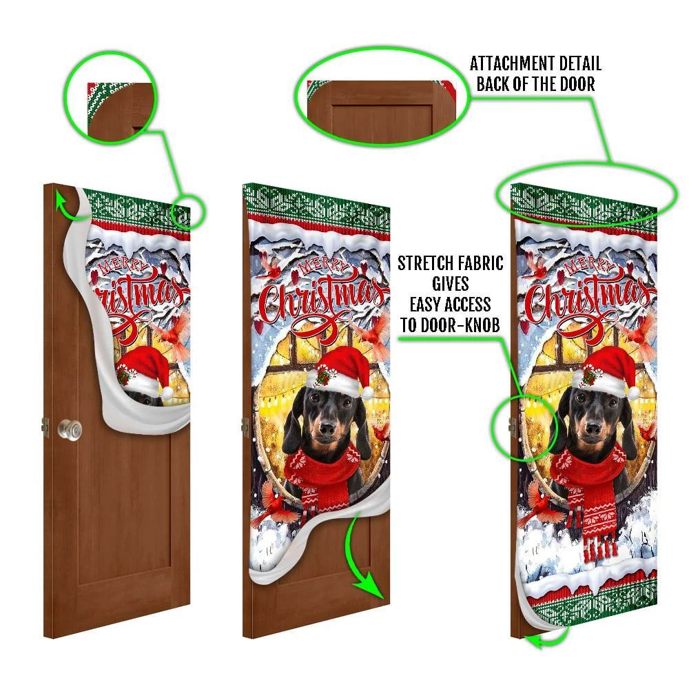 Dachshund Merry Christmas Door Cover, Dachshund Lover Gifts