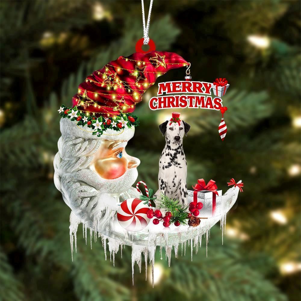 Dalmatian On The Moon Merry Christmas Ornaments, Christmas Ornaments 2023