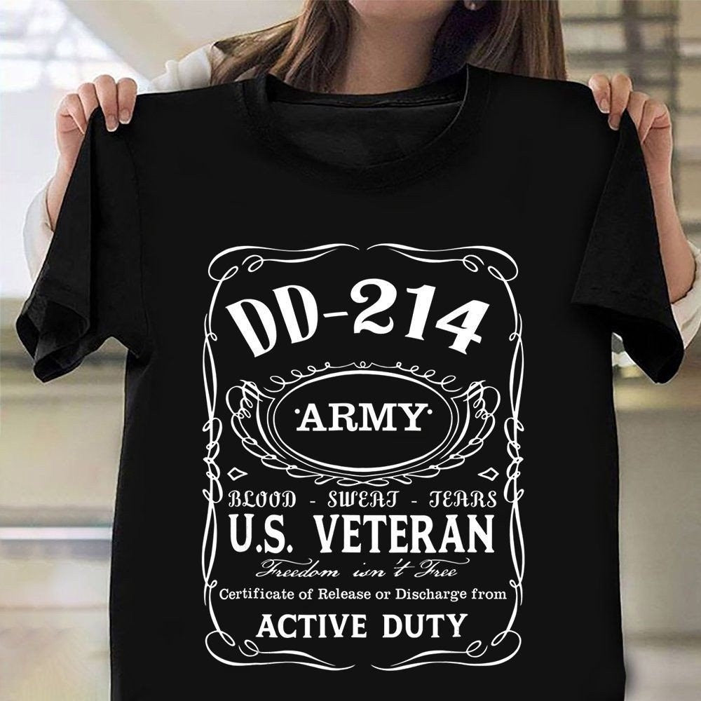 Dd214 Shirt, DD 214 Army US Veteran Active Duty Shirt American Honor Military T-Shirts Gifts For Veteran, Veterans Day Shirts