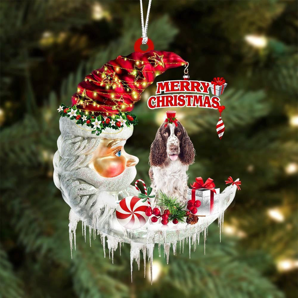 English Springer Spaniel On The Moon Merry Christmas Ornaments, Christmas Ornaments 2023