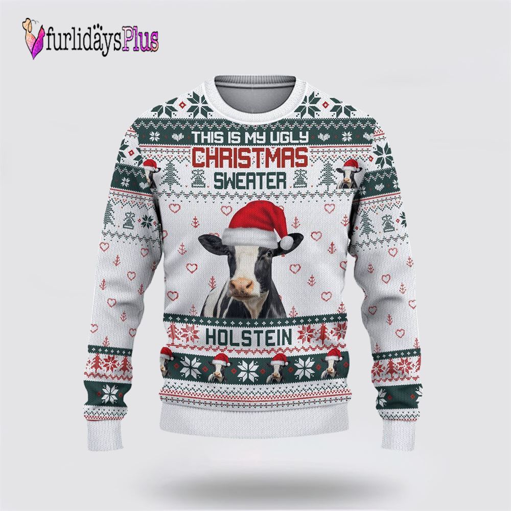 Farm Ugly Christmas Sweater, Holstein Green Merry Christmas Ugly Sweater, Rural Lovers