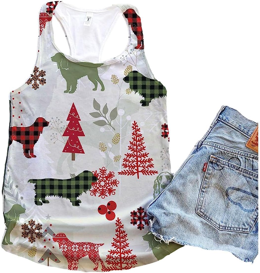 Field Spaniel Dog Snowflake Christmas Plaid Flannel Tank Top - Summer Casual Tank Tops For Women - Gift For Young Adults