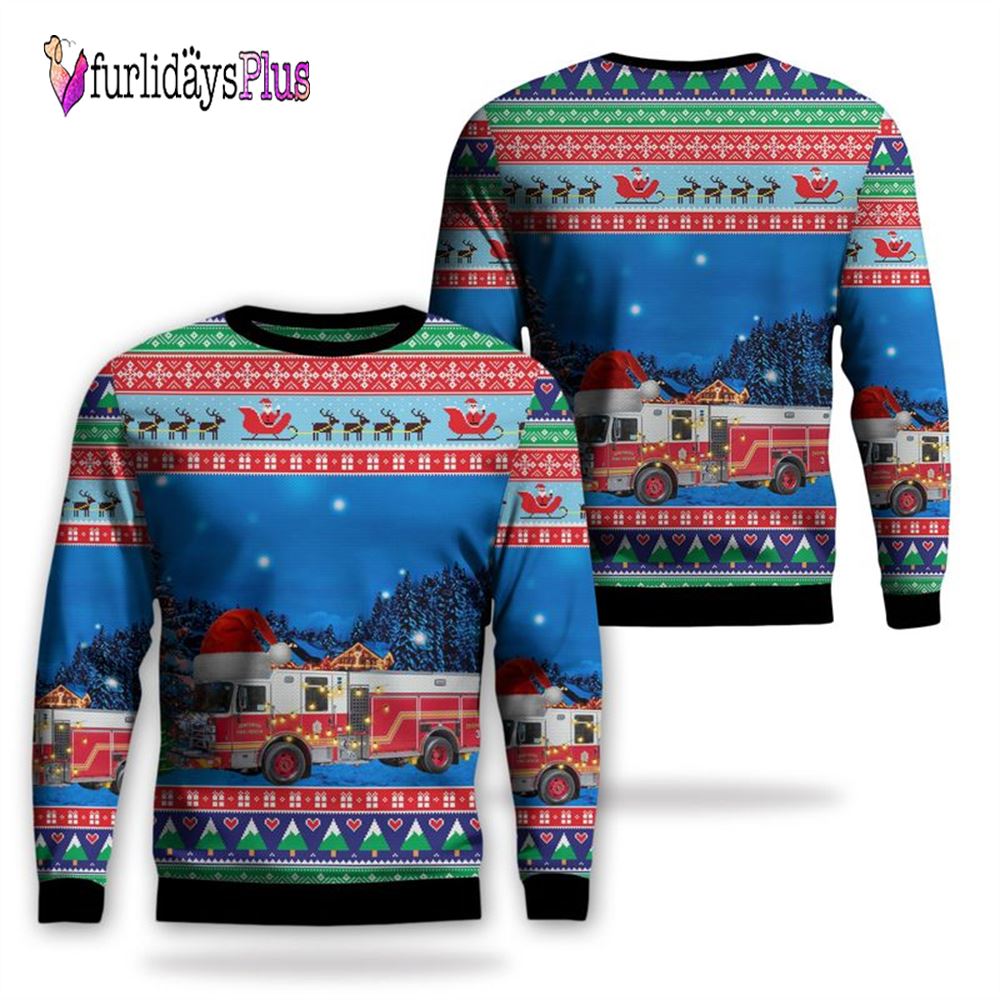 Firefighter Ugly Christmas Sweater, Jonesboro, Arkansas, Jonesboro Fire Department Christmas AOP Ugly Sweater
