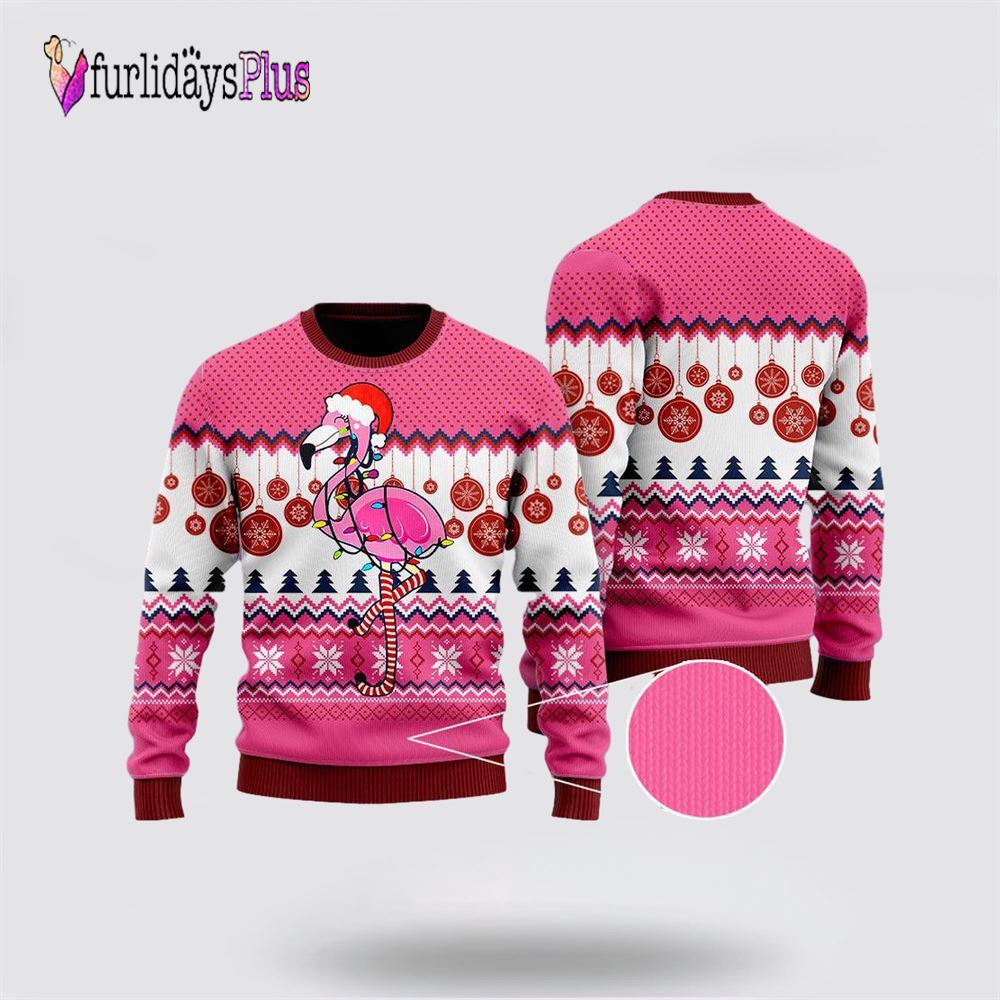 Flamingo Christmas Ugly Christmas Sweater, Sweater Gifts For Pet Lover
