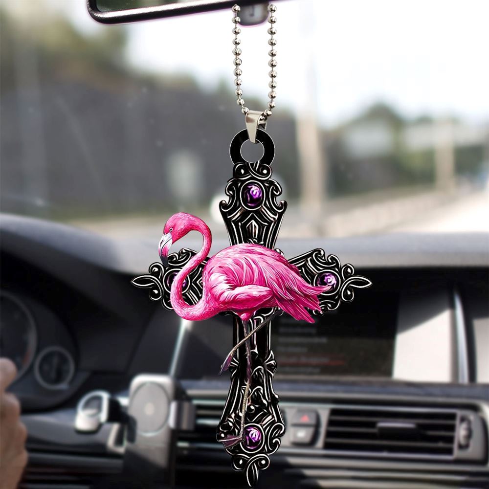 Flat Flamingo Cross Jesus God Christian Religious Lover Christmas Ornament, Christmas Ornaments 2023