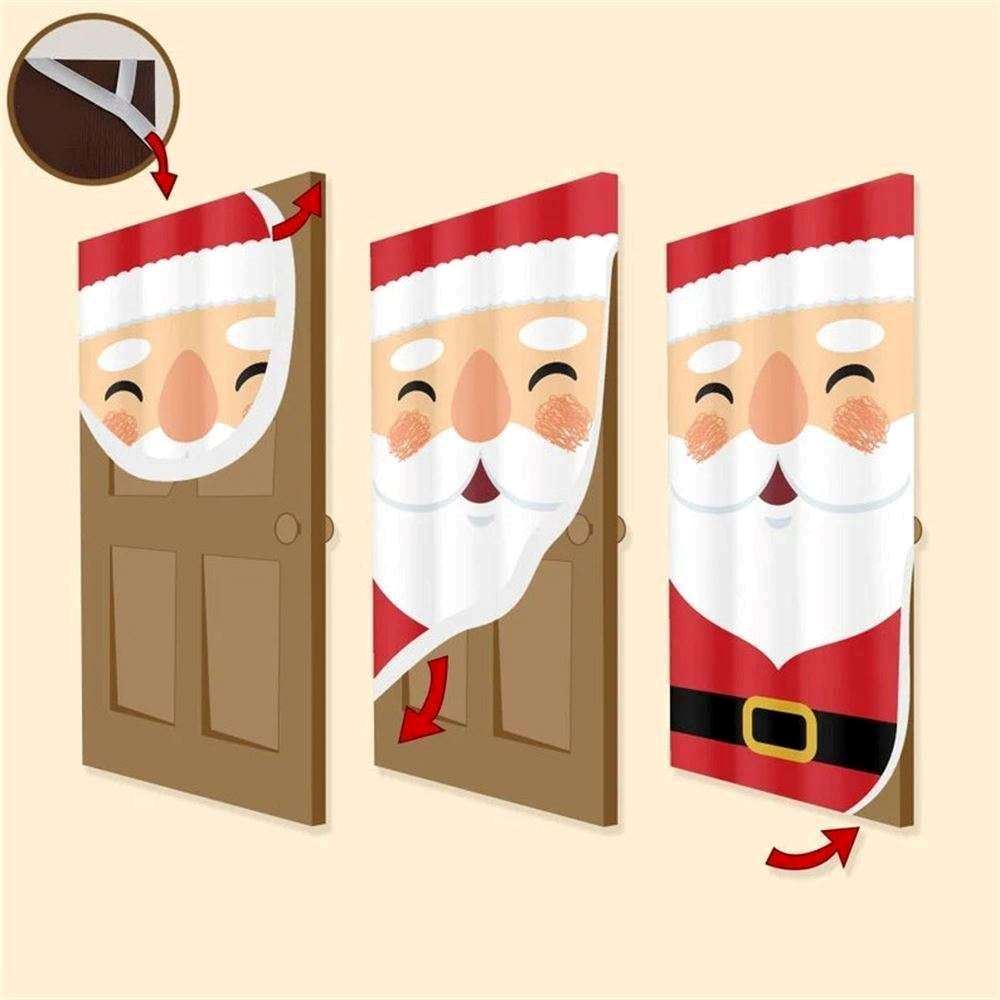 Funny Cows Merry Christmas Door Cover,Festive Santa Cow Sign
