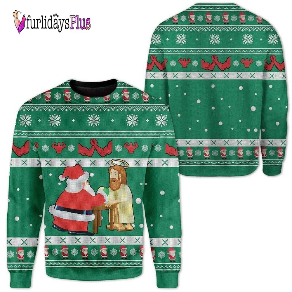 Funny Jesus & Santa Ugly Christmas Sweater For Men & Women, Christian Sweater, God Gift, Gift For Christian, Jesus Winter Fashion