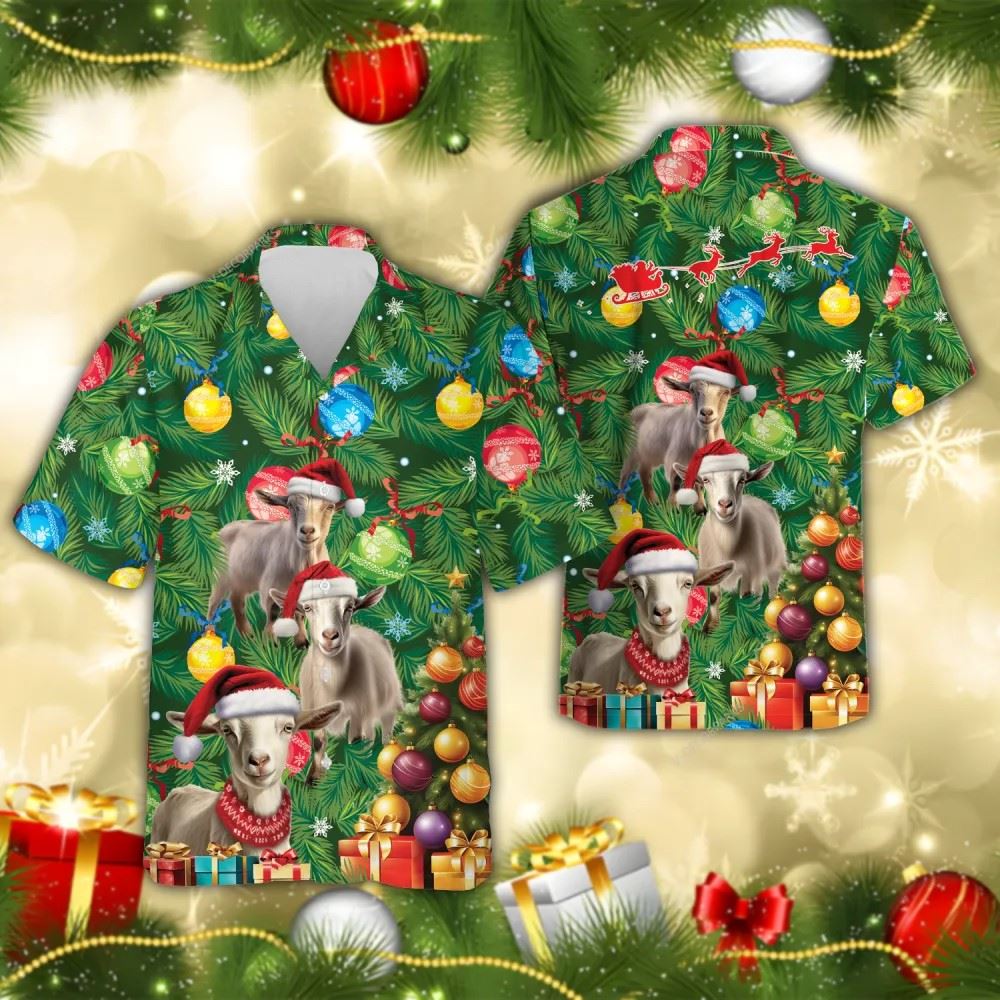 Goat Christmas Hawaiian Shirts, Xmas Hawaiian Shirts