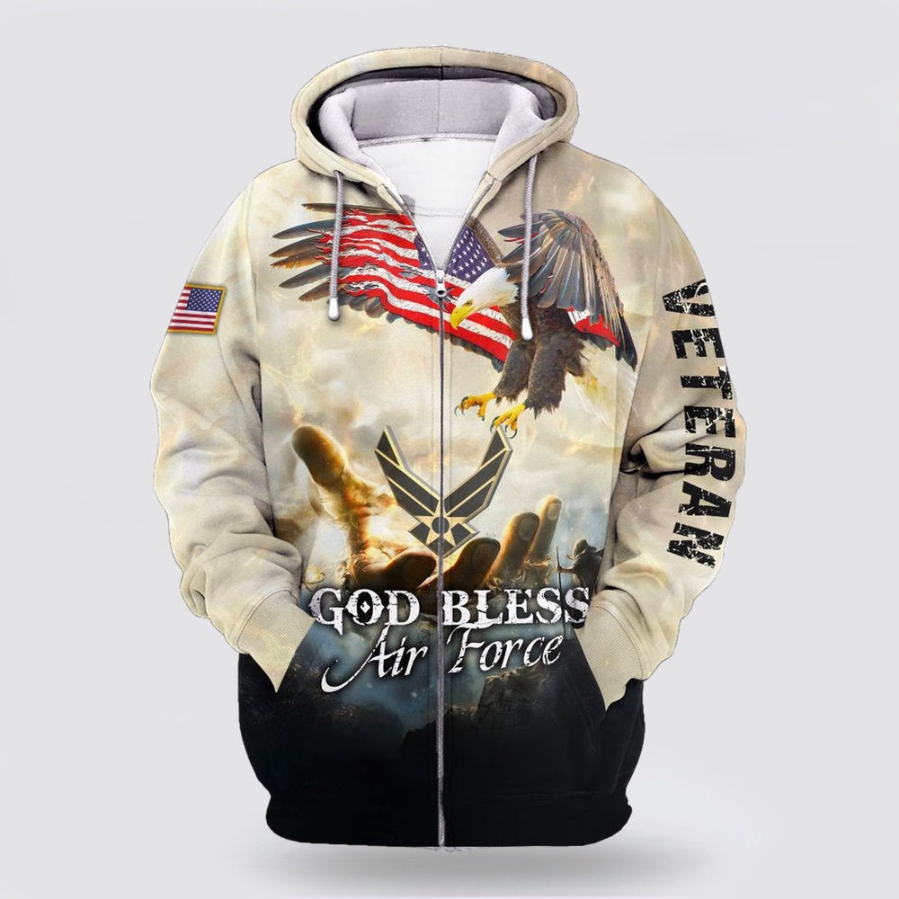 Us Air Force Hoodie, God Bless Air Force Veteran Unisex Hoodie