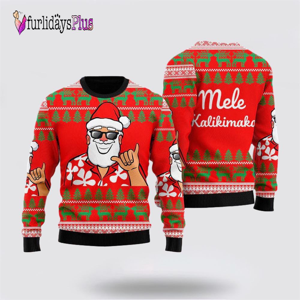Hawaii Santa Claus Funny Ugly Christmas Sweater For Men And Women, Christmas Gift, Christmas Winter Fashion