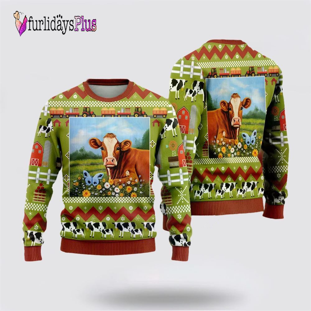 Hereford Cows Christmas Ugly Christmas Sweaters For Men Women, Christmas Gift, Christmas Winter Fashion, Farmers Sweater