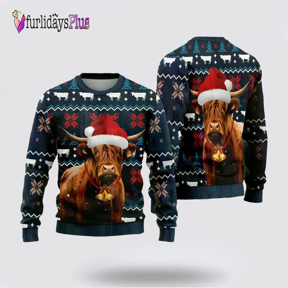 Highland Cow Christmas Ugly Christmas Sweaters For Men Women, Christmas Gift, Christmas Winter Fashion, Farmers Sweater