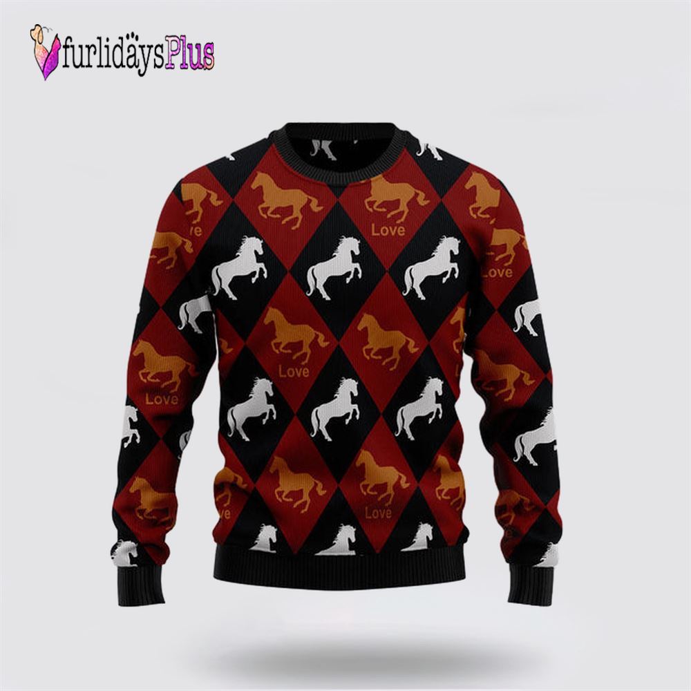Horse Love Ugly Christmas Sweater, Sweater Gifts For Pet Lover