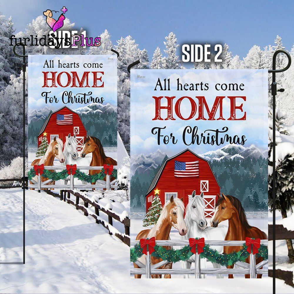 Horses Christmas Flag All Hearts Come Home For Christmas
