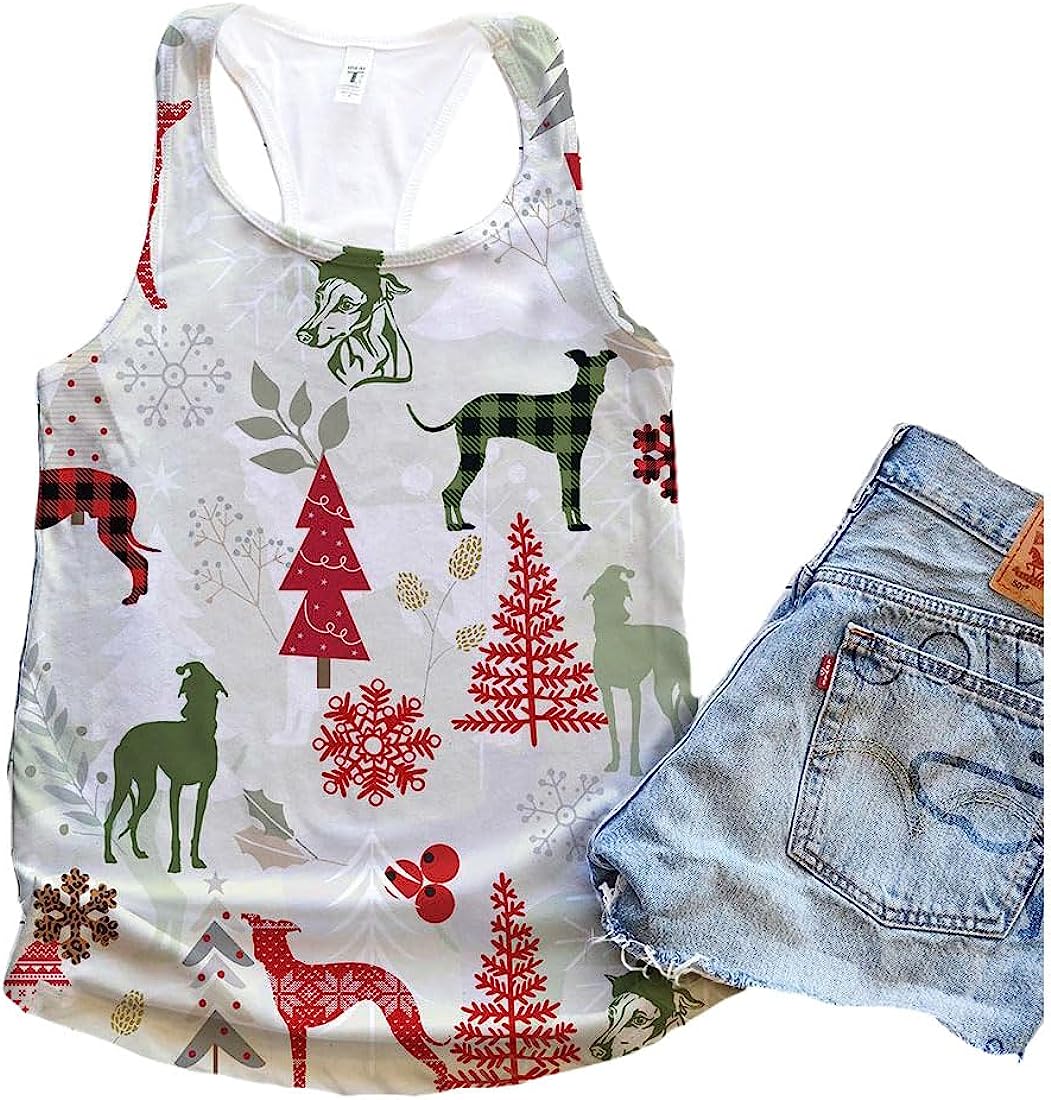 Italian Greyhound Dog Snowflake Christmas Plaid Flannel Tank Top - Summer Casual Tank Tops For Women - Gift For Young Adults