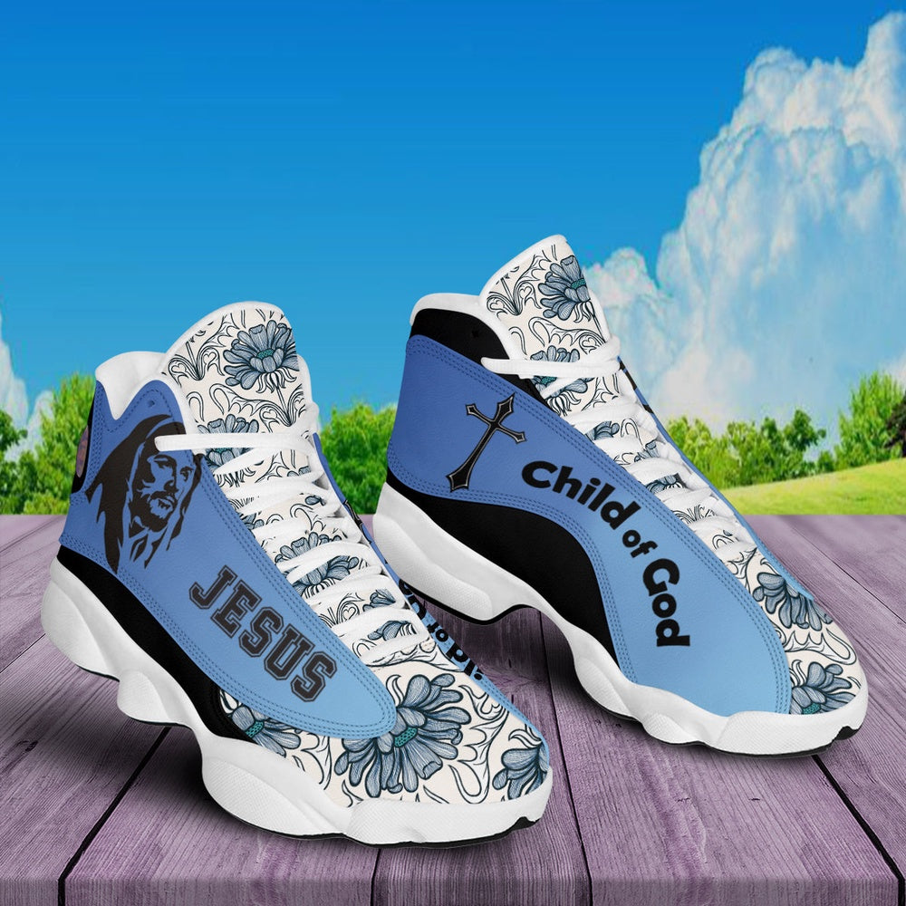 Jesus Child Of God Basketball Shoes Flower Pattern, Jesus Christ Shoes